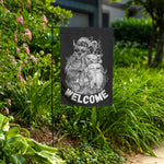 Load image into Gallery viewer, KingWood Owls Welcome Garden Banner in garden
