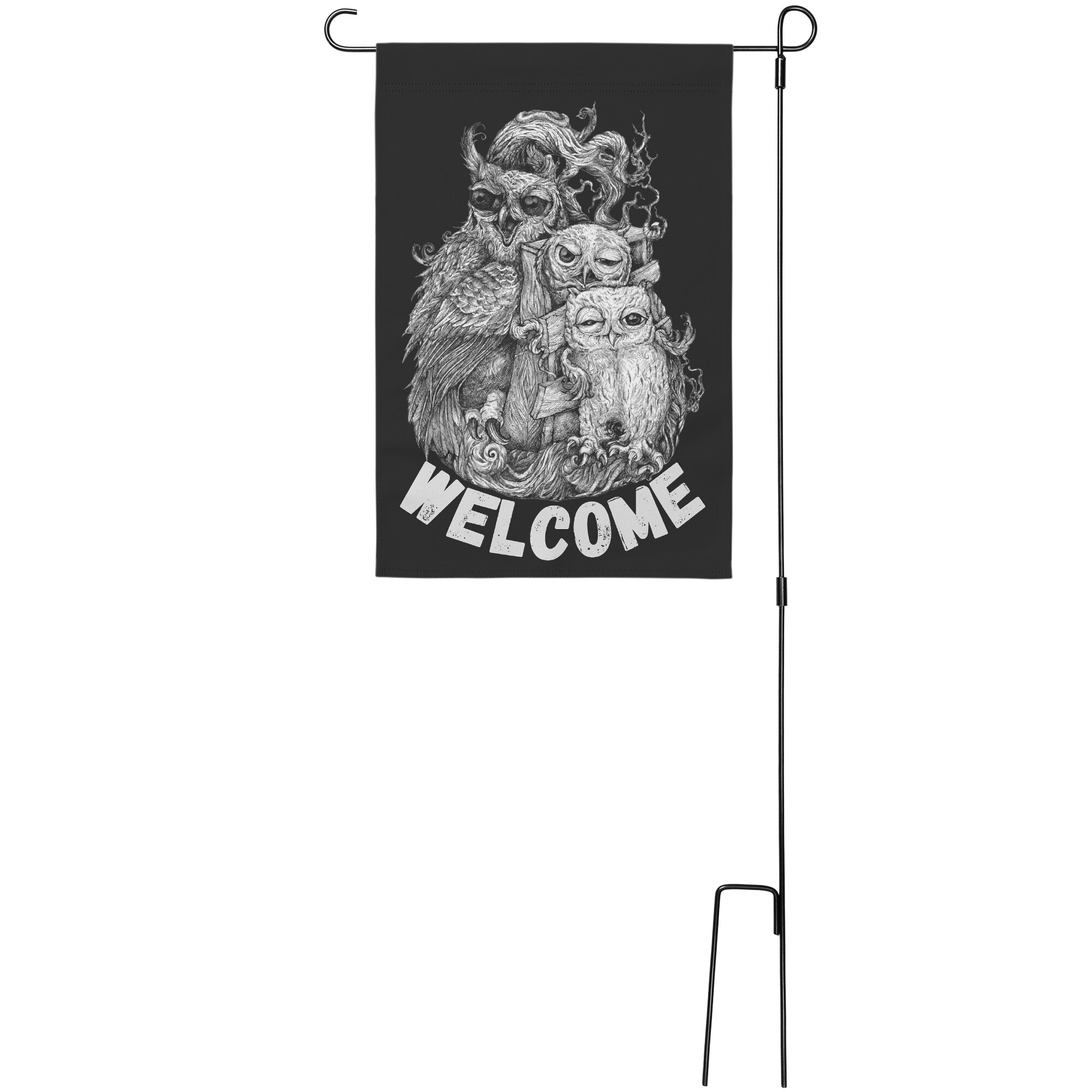 KingWood Owls Welcome Garden Banner on pole