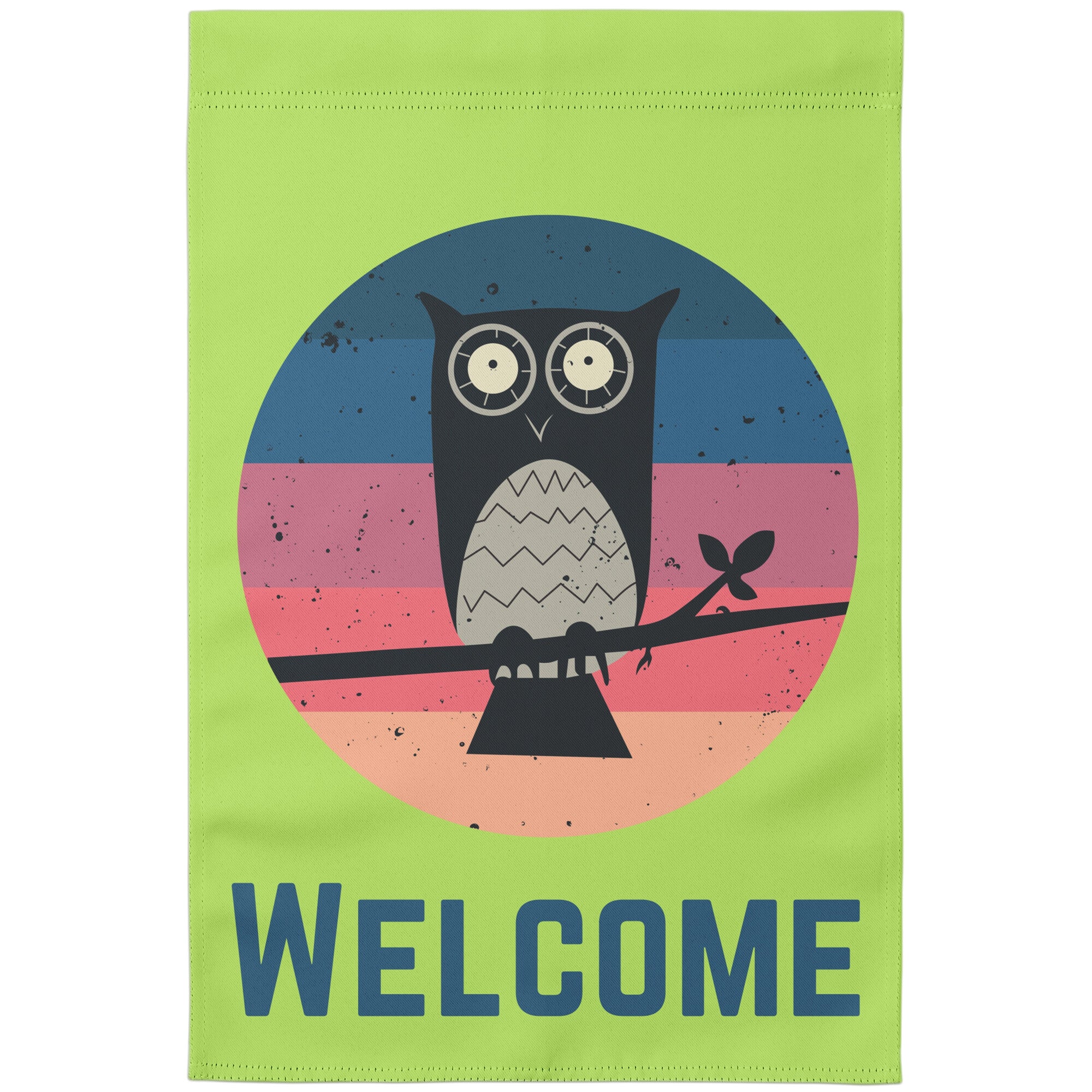 Sunset Owl Welcome Garden Banner in Green