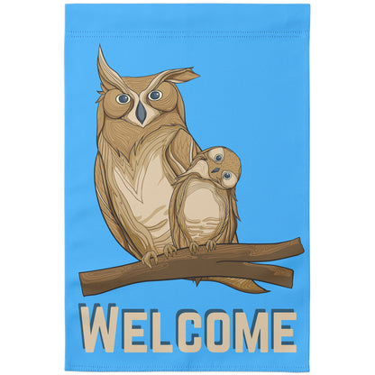 Curious Owl Blue Garden Banner