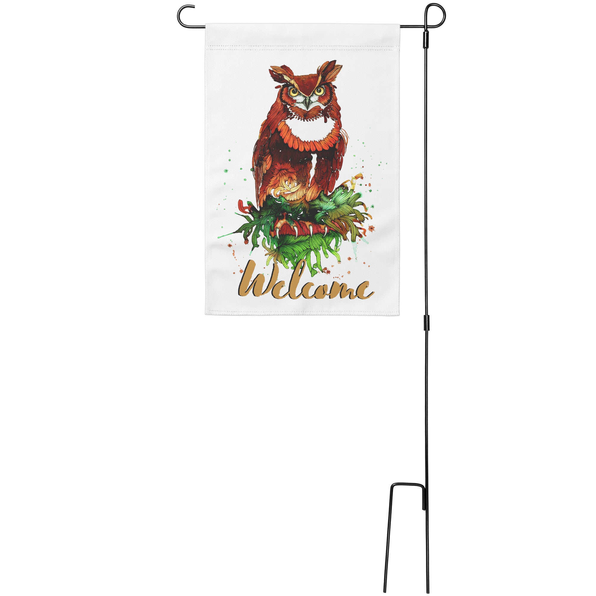 Welcome Owl Garden Banner with pole