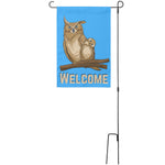 Load image into Gallery viewer, Curious Owl Blue Garden Banner on pole
