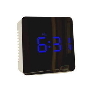 Bedside Mirror Alarm Clock White