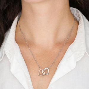 2 Hearts Necklace on woman