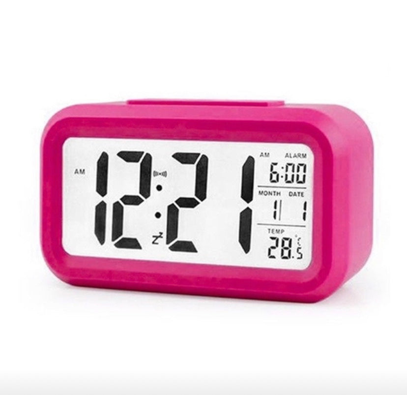 Compact LED Screen Alarm Clock in pink