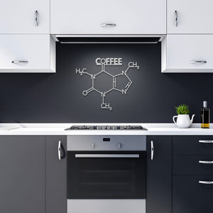 Coffee Molecule Metal Wall Art in silver modern kitchen