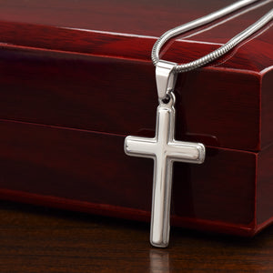 To Our Son Cross Necklace & Card Gift From Mom & Dad, Football Player, Defense