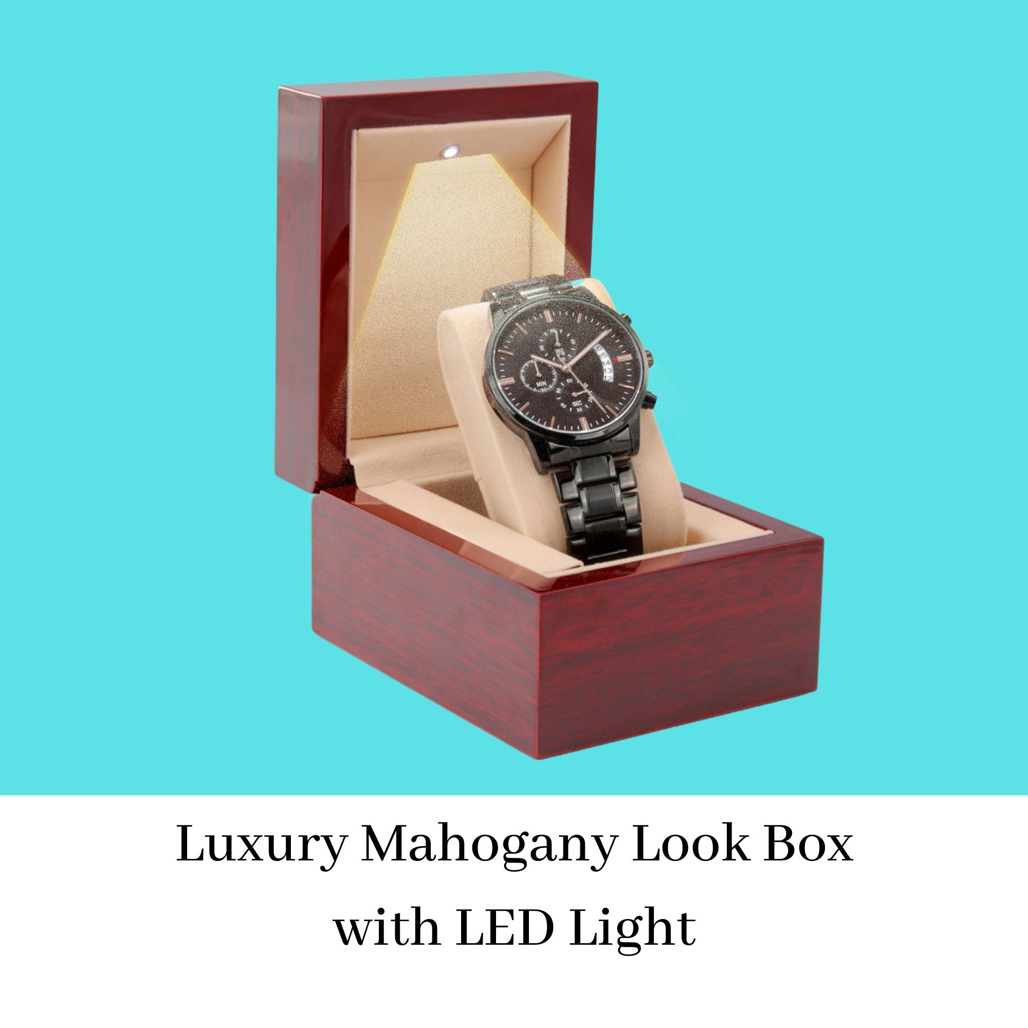 Engraved Watch for Men | Customizable Chronograph Watch upgraded Luxury box with LED light