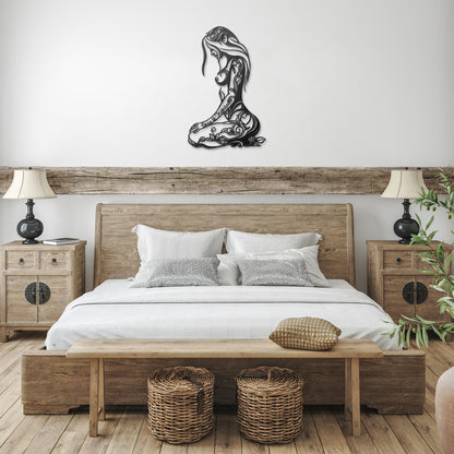 Erotic Female Metal Wall Art, Line Art Nude Woman, Love Is Inspirational Bedroom Art for Over Bed, Unique Gift For Her Space, Silhouette Art