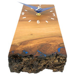 Load image into Gallery viewer, KingWood Live Edge Texas Pecan Slab Wall Clock &quot;Blue Lightning&quot;
