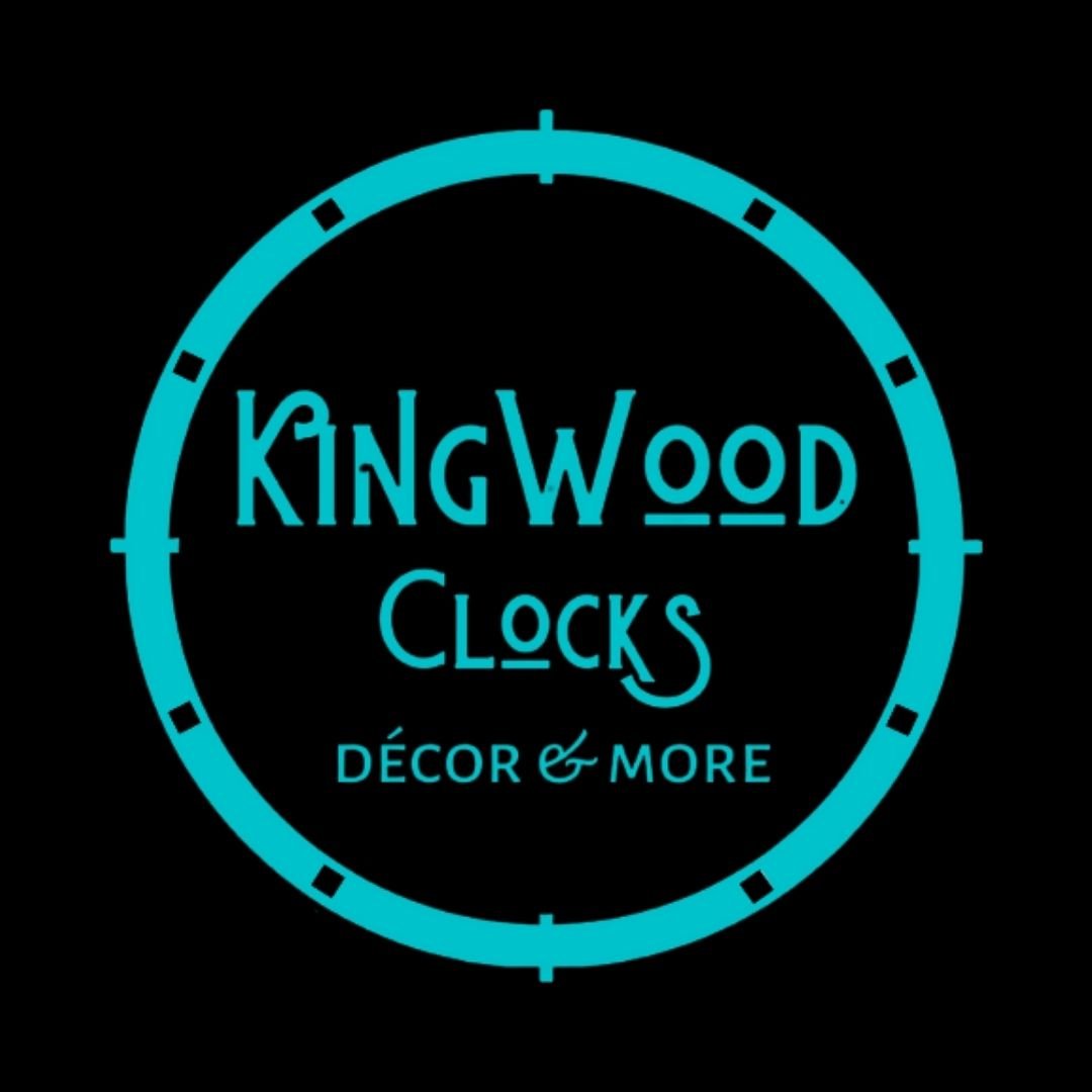 SOLD - KingWood Reclaimed Walnut Slab Wall Clock w/ Epoxy Inlay Burnt Orange & Pearl White