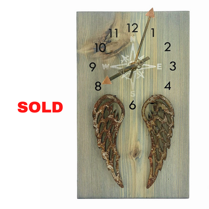 KingWood Wood & Metal Wall Clock "The Key To Angels"