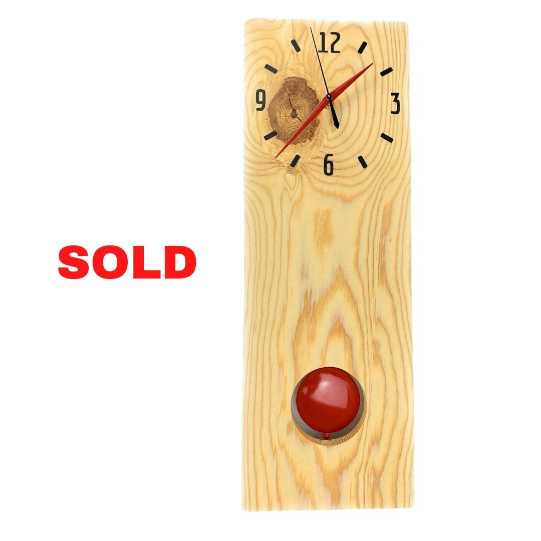 KingWood Pine Pendulum Wall Clock in Red