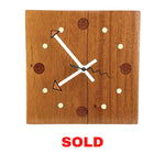 Load image into Gallery viewer, KingWood Mahogany Wall Clock w/ Epoxy Inlay Pearl White &amp; Burnt Orange
