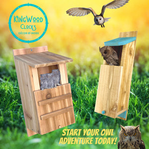 KingWood Owl House Box and Premium Cedar Owl House Box, Start your owl adventure today