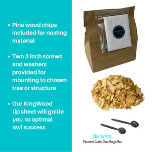 KingWood Premium Cedar Owl House Box pine wood chips for nesting