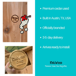 KingWood Premium Cedar Owl House Box officially branded