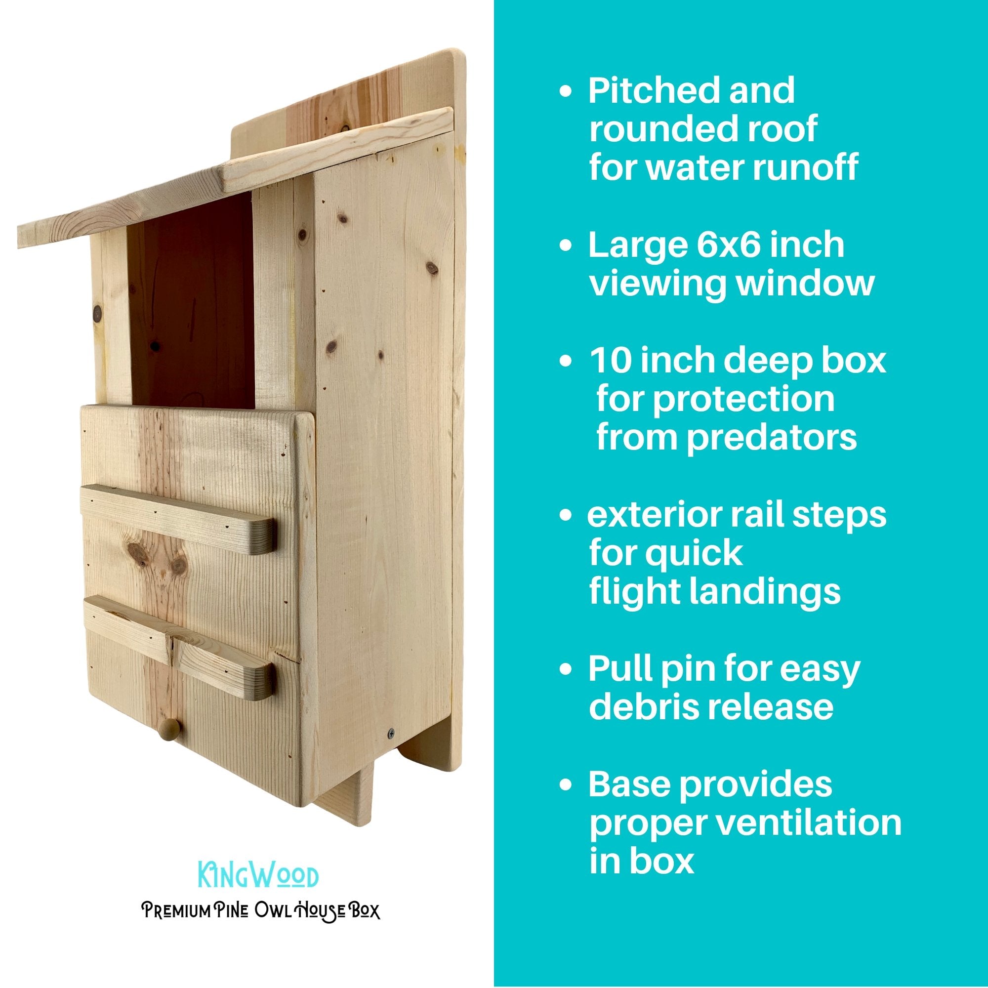 KingWood Premium Pine Owl House Box solid build