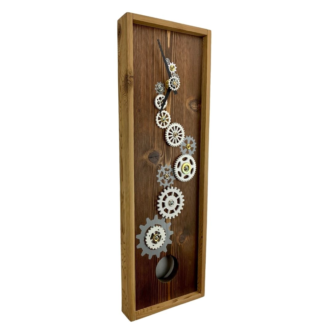 KingWood Pendulum Wall Clock w/ Gears in silver