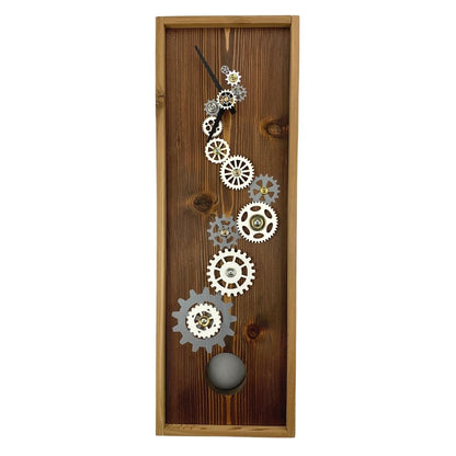 KingWood Pendulum Wall Clock w/ Gears in silver