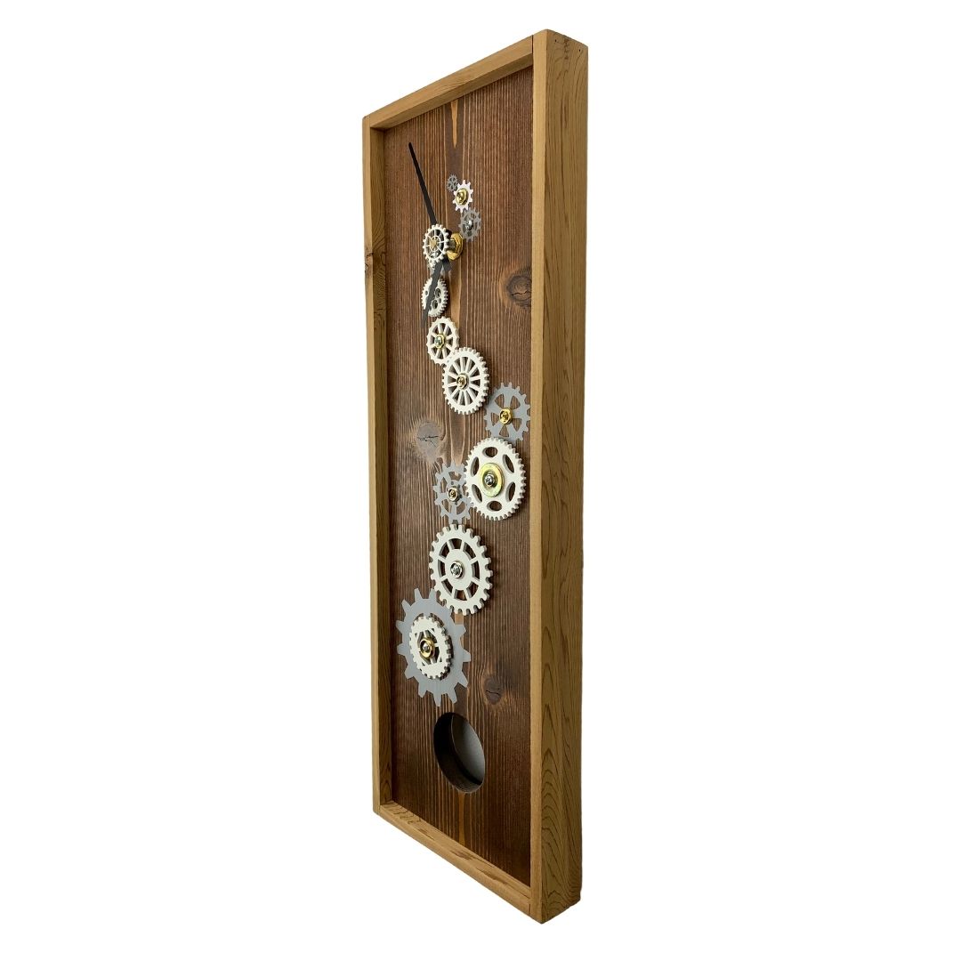 KingWood Pendulum Wall Clock w/ Gears in silver