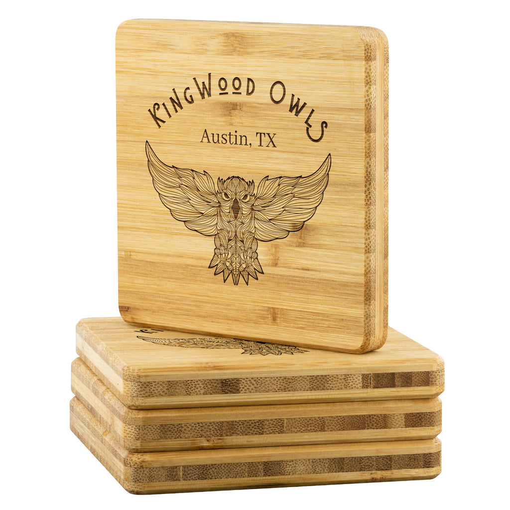 KingWood Owls Bamboo Coaster 4 Piece