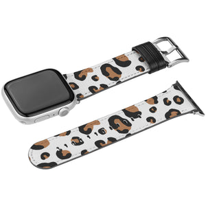 Leopard Print Apple Watch Band White
