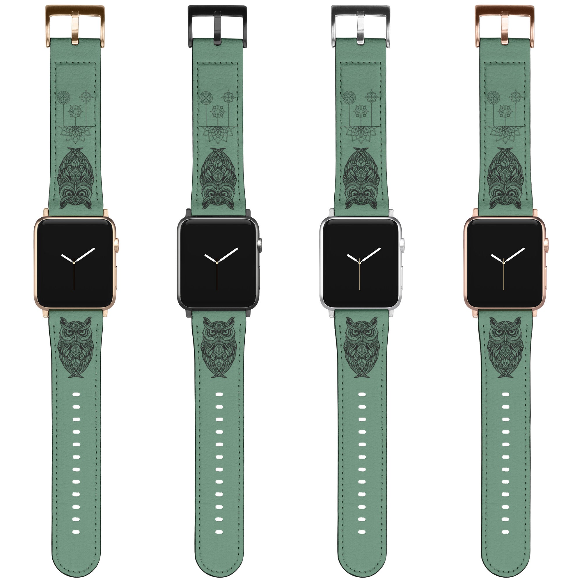 Mandala Owl Apple Watch Band Green