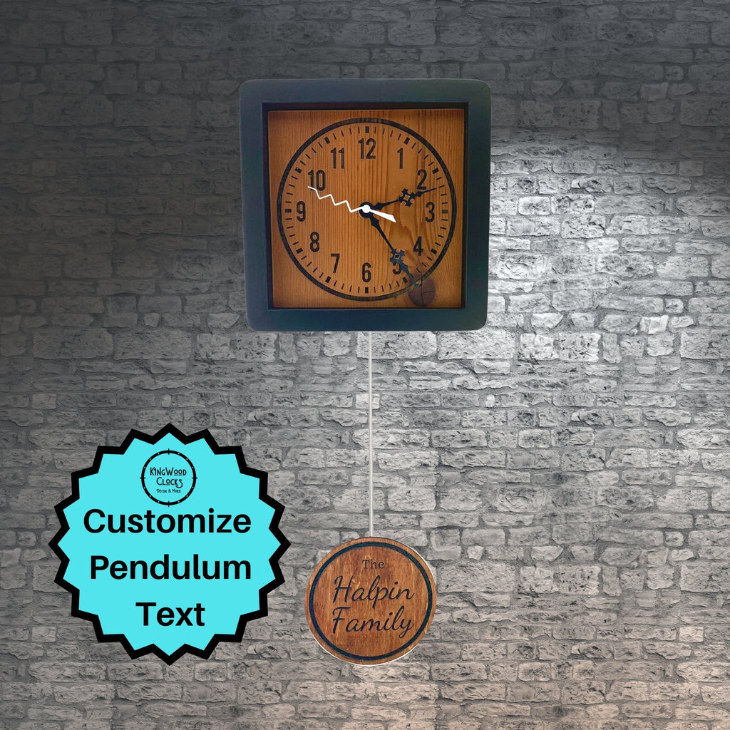 KingWood Personalized Pendulum Wall Clock customize pendulum with your own text
