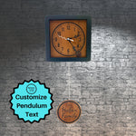 Load image into Gallery viewer, KingWood Personalized Pendulum Wall Clock customize pendulum with your own text
