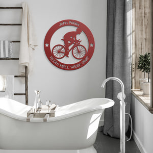 Personalized Cyclist Metal Wall Art