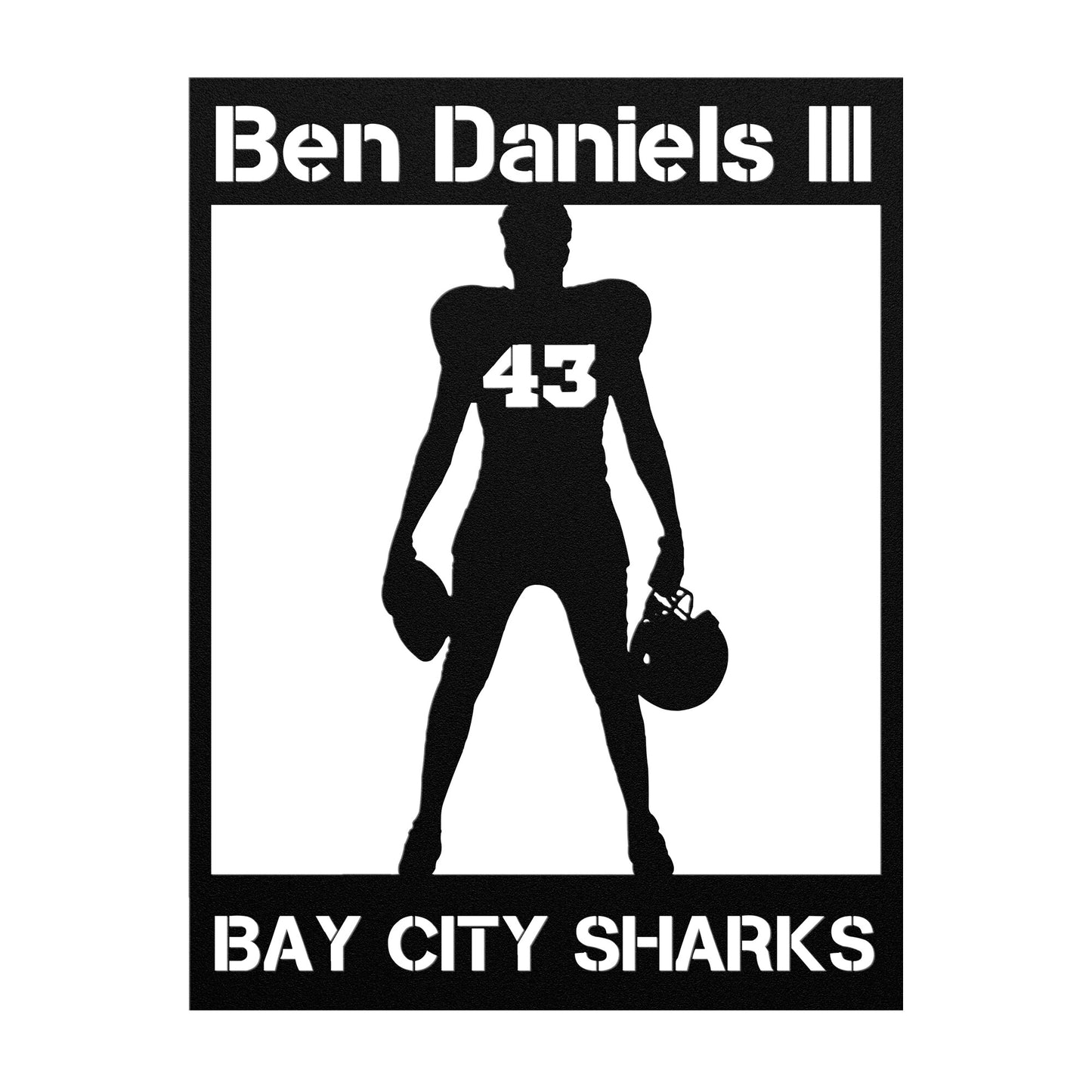 Personalized Football Player Metal Wall Art Poster
