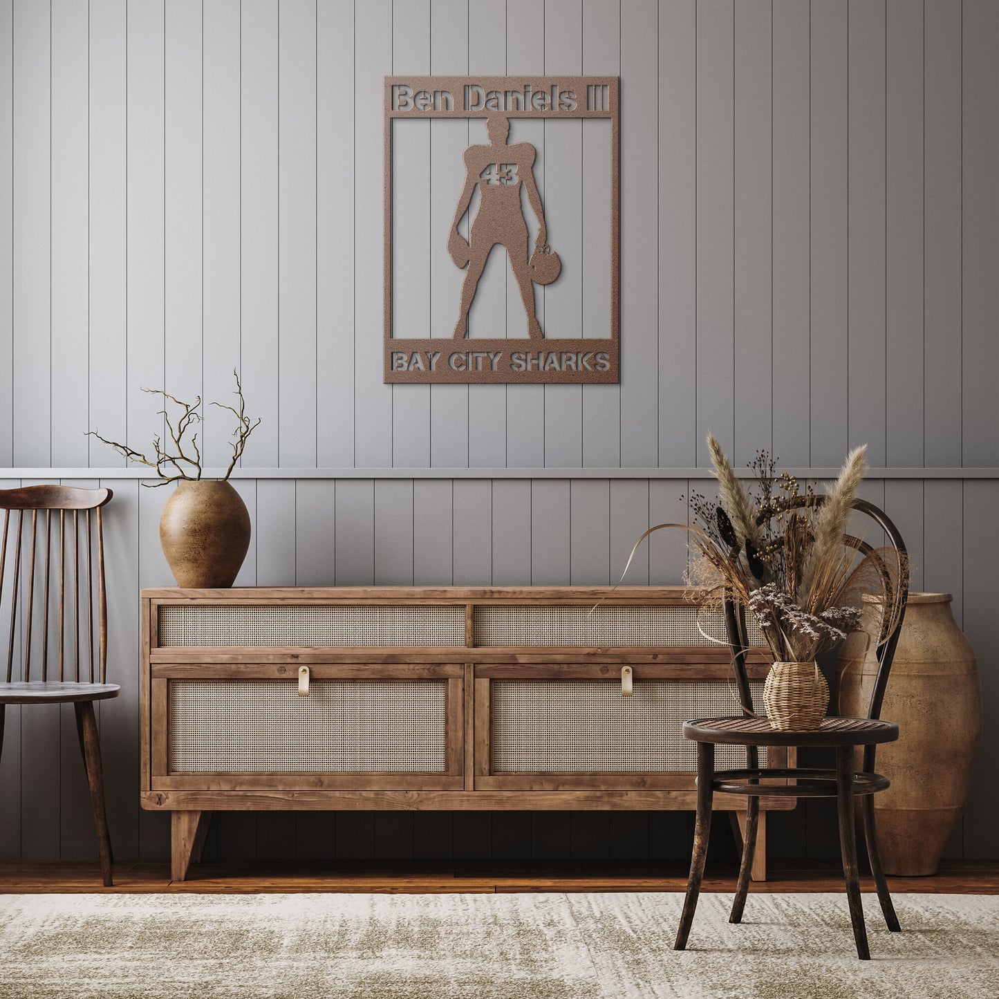Personalized Football Player Metal Wall Art Poster