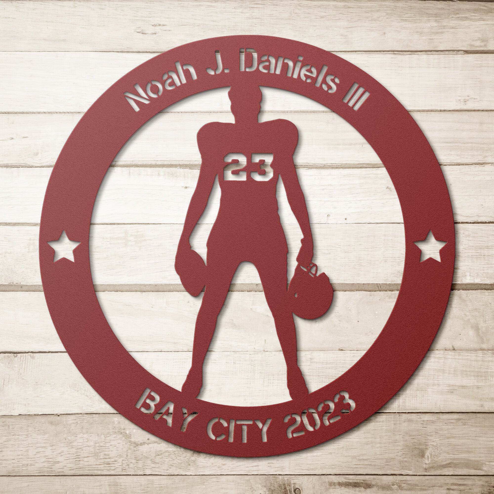 Personalized Football Player Metal Wall Art