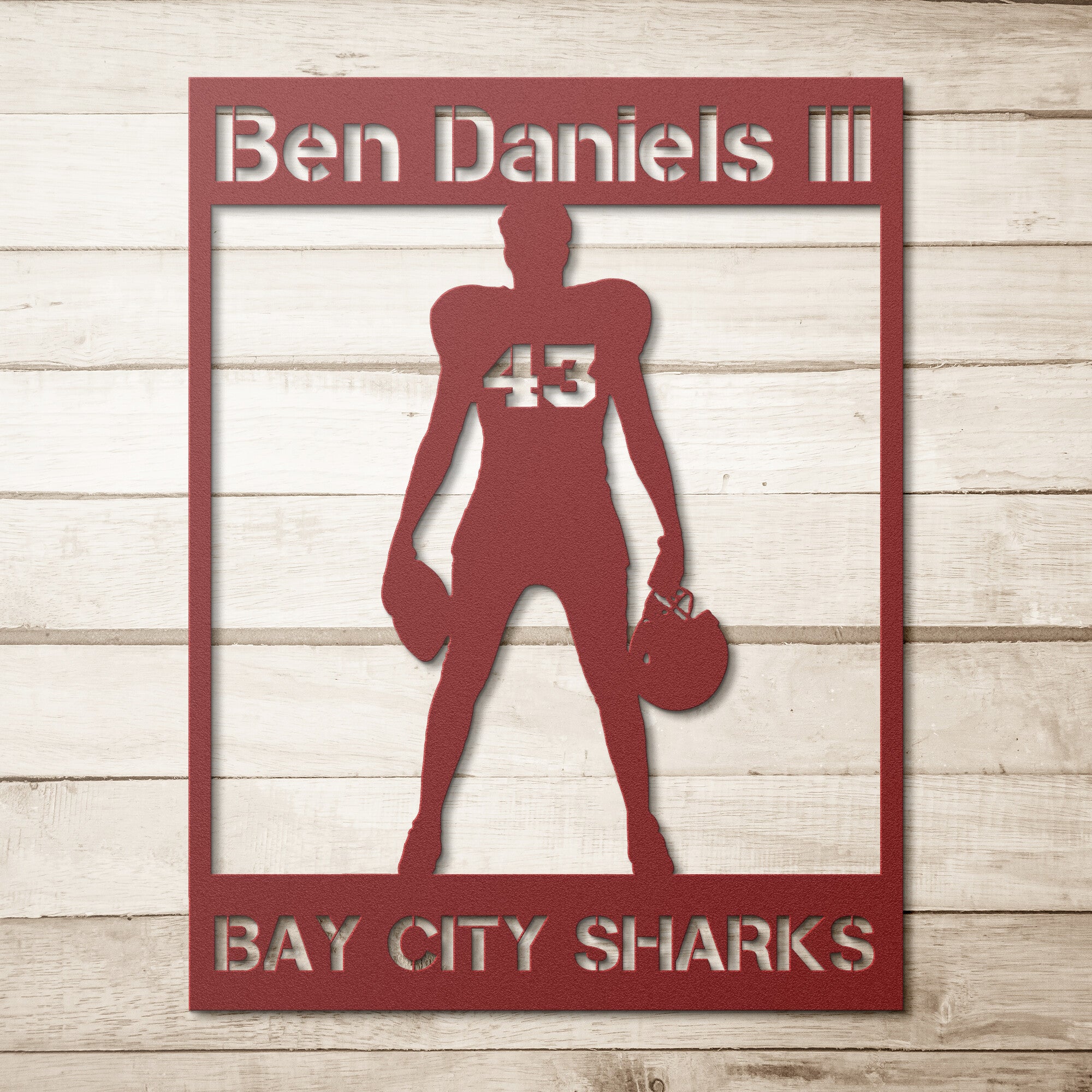 Personalized Football Player Metal Wall Art Poster