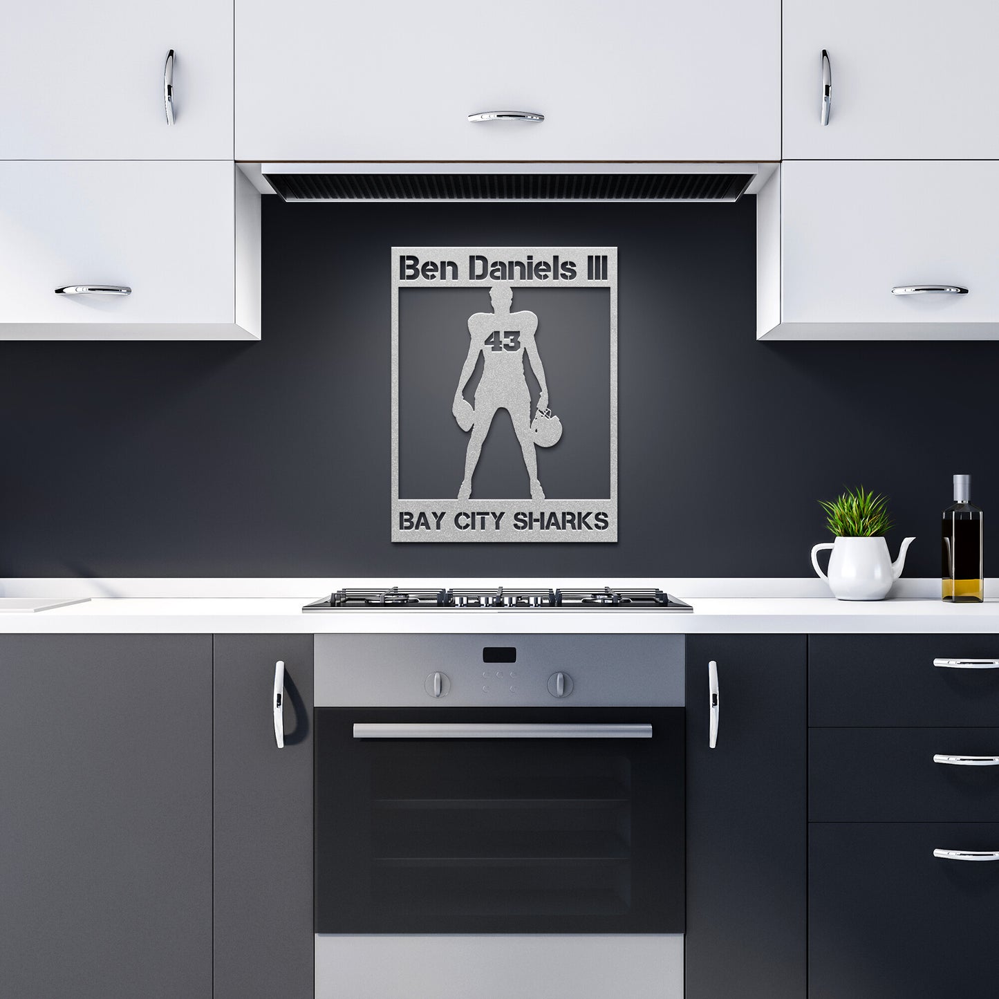Personalized Football Player Metal Wall Art Poster