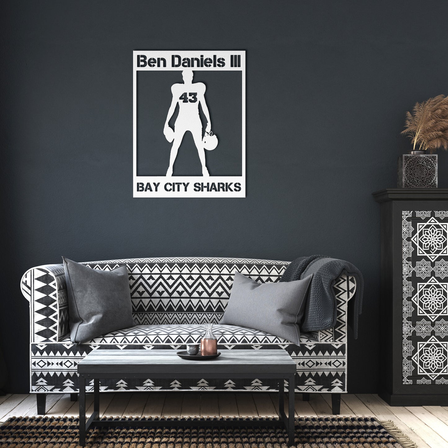 Personalized Football Player Metal Wall Art Poster