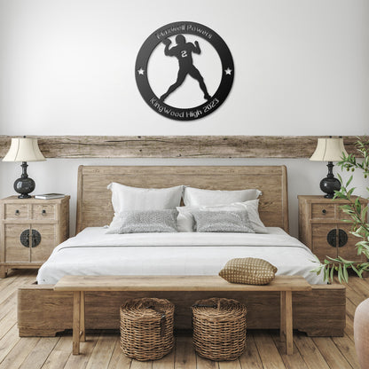 Personalized Football Quarterback Metal Wall Art