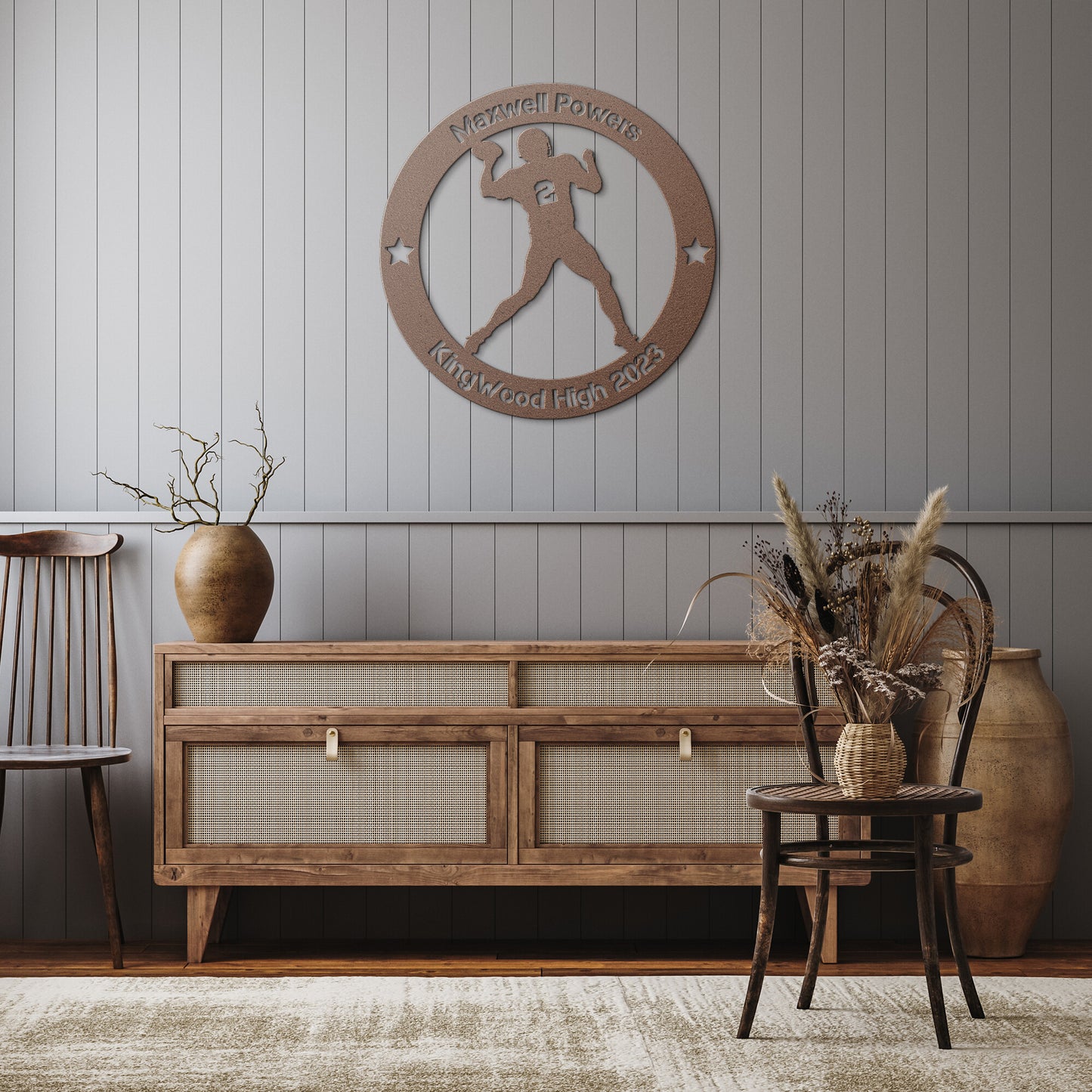 Personalized Football Quarterback Metal Wall Art