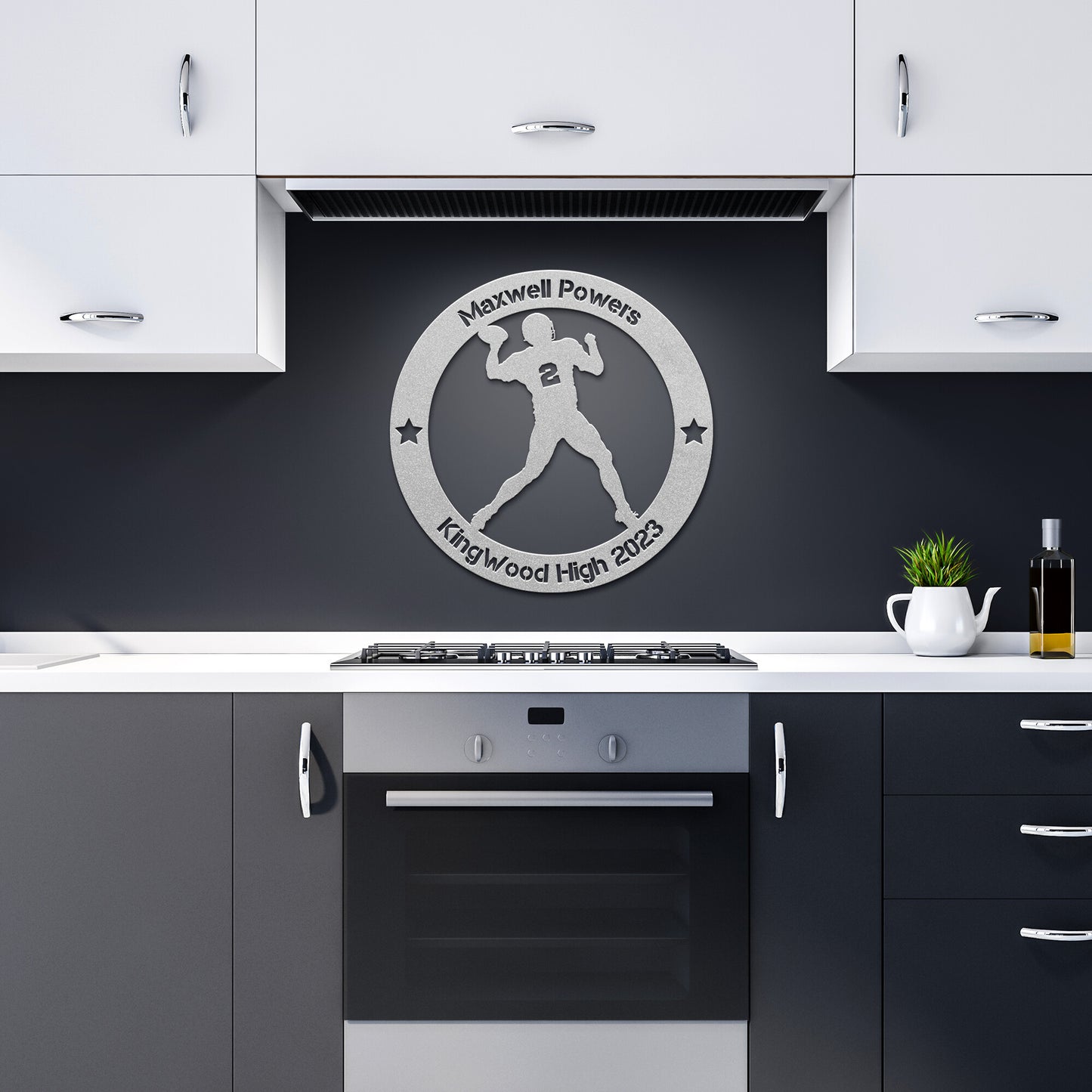 Personalized Football Quarterback Metal Wall Art