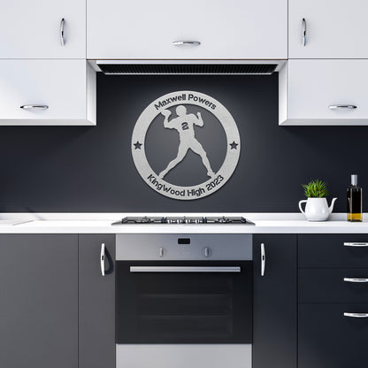 Personalized Football Quarterback Metal Wall Art