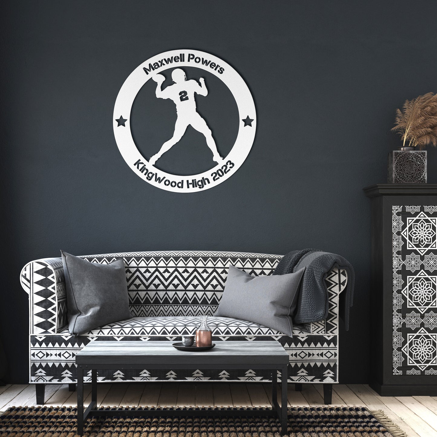Personalized Football Quarterback Metal Wall Art