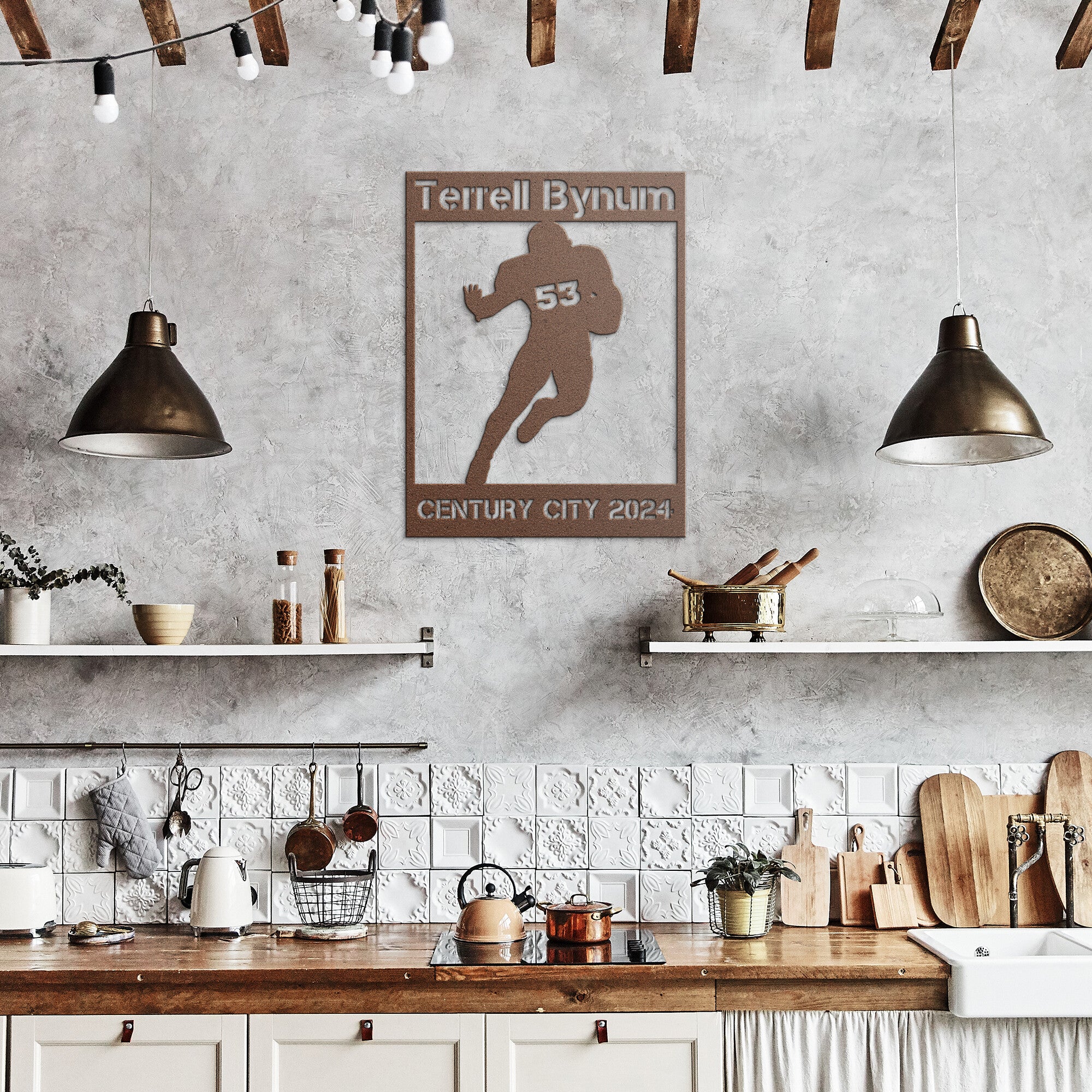 Personalized Football Running Back Metal Wall Art Poster