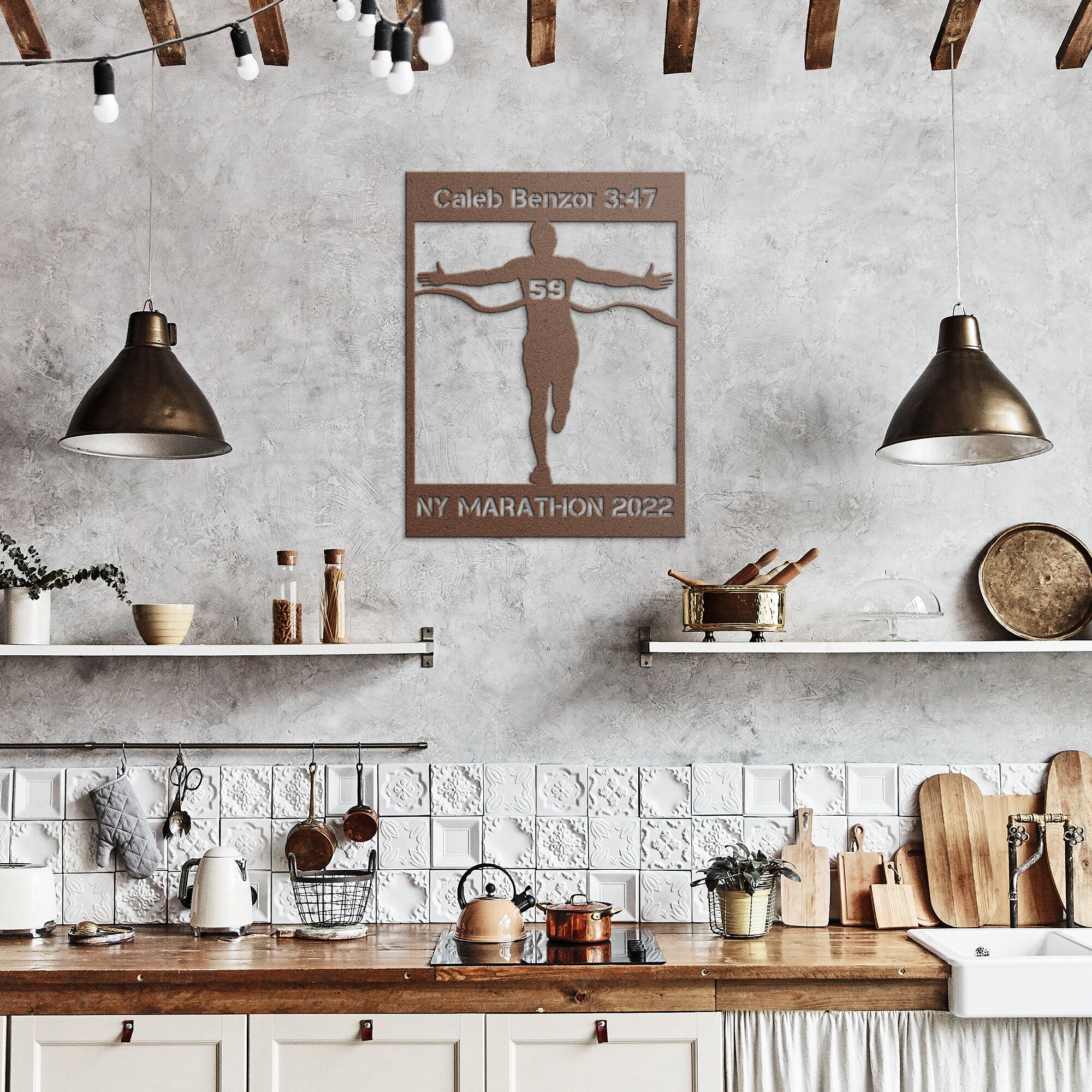 Personalized Marathon Man Metal Wall Art Poster