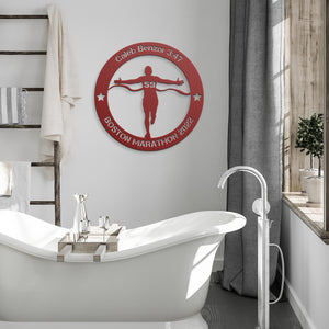 Personalized Marathon Man Metal Wall Art