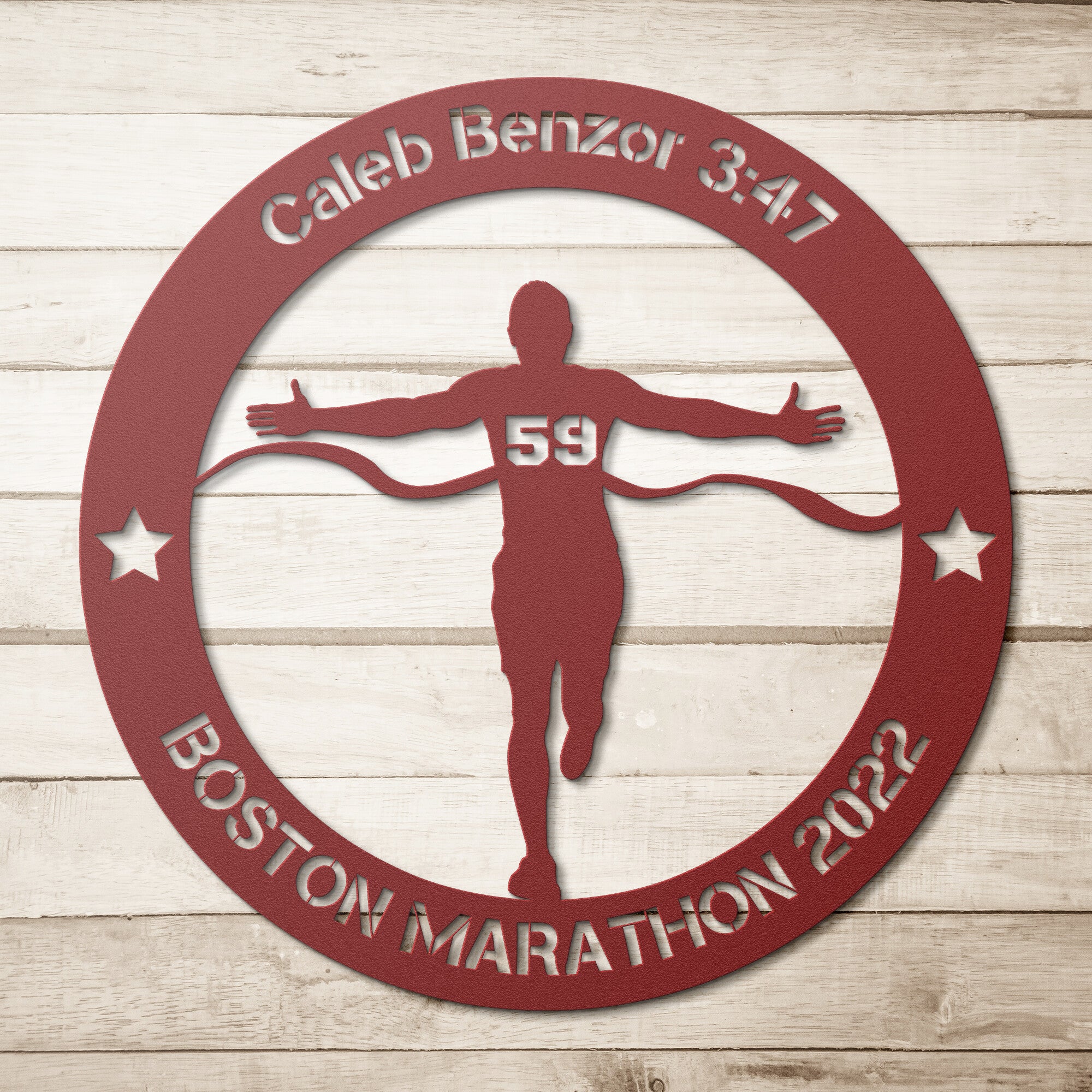 Personalized Marathon Man Metal Wall Art
