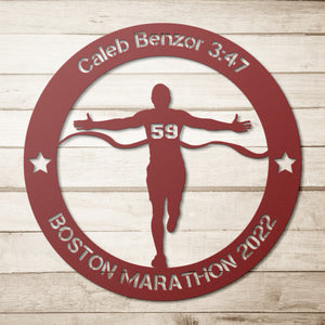 Personalized Marathon Man Metal Wall Art