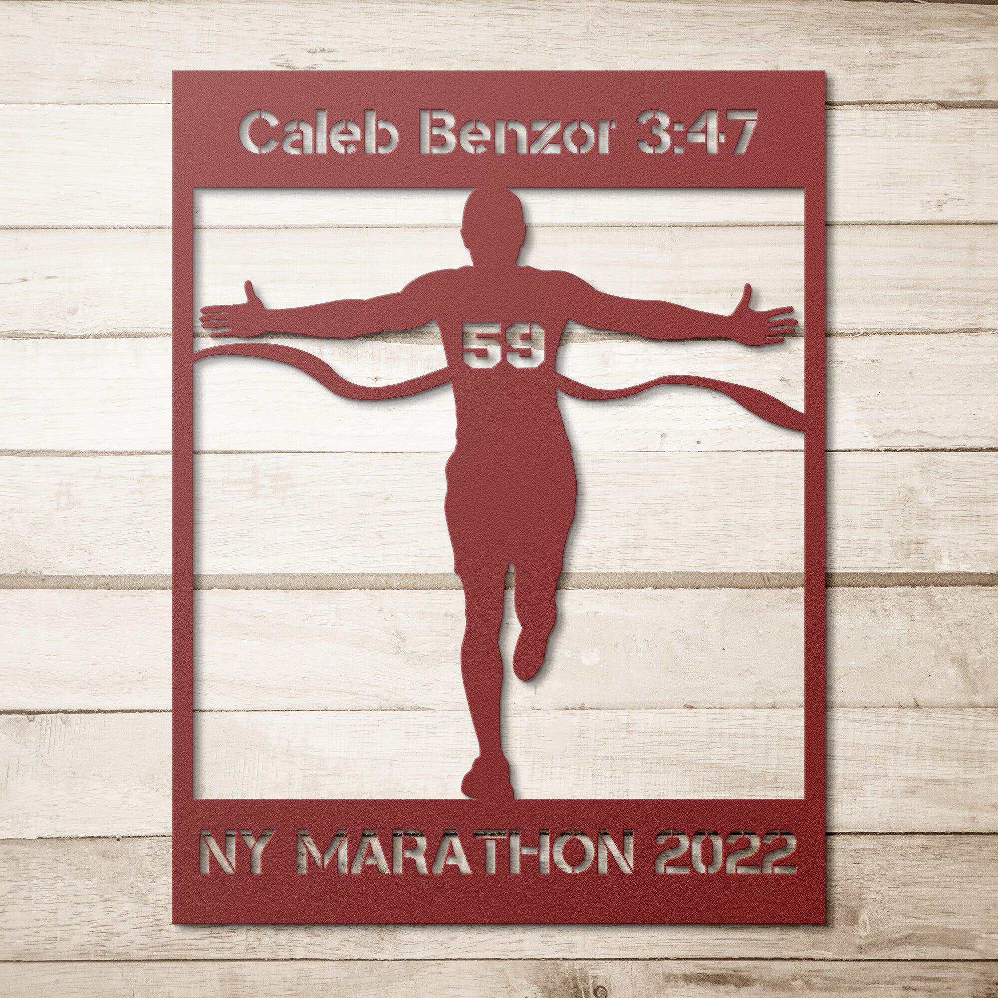 Personalized Marathon Man Metal Wall Art Poster