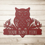 Load image into Gallery viewer, Personalized Owl Family Name Metal Wall Art
