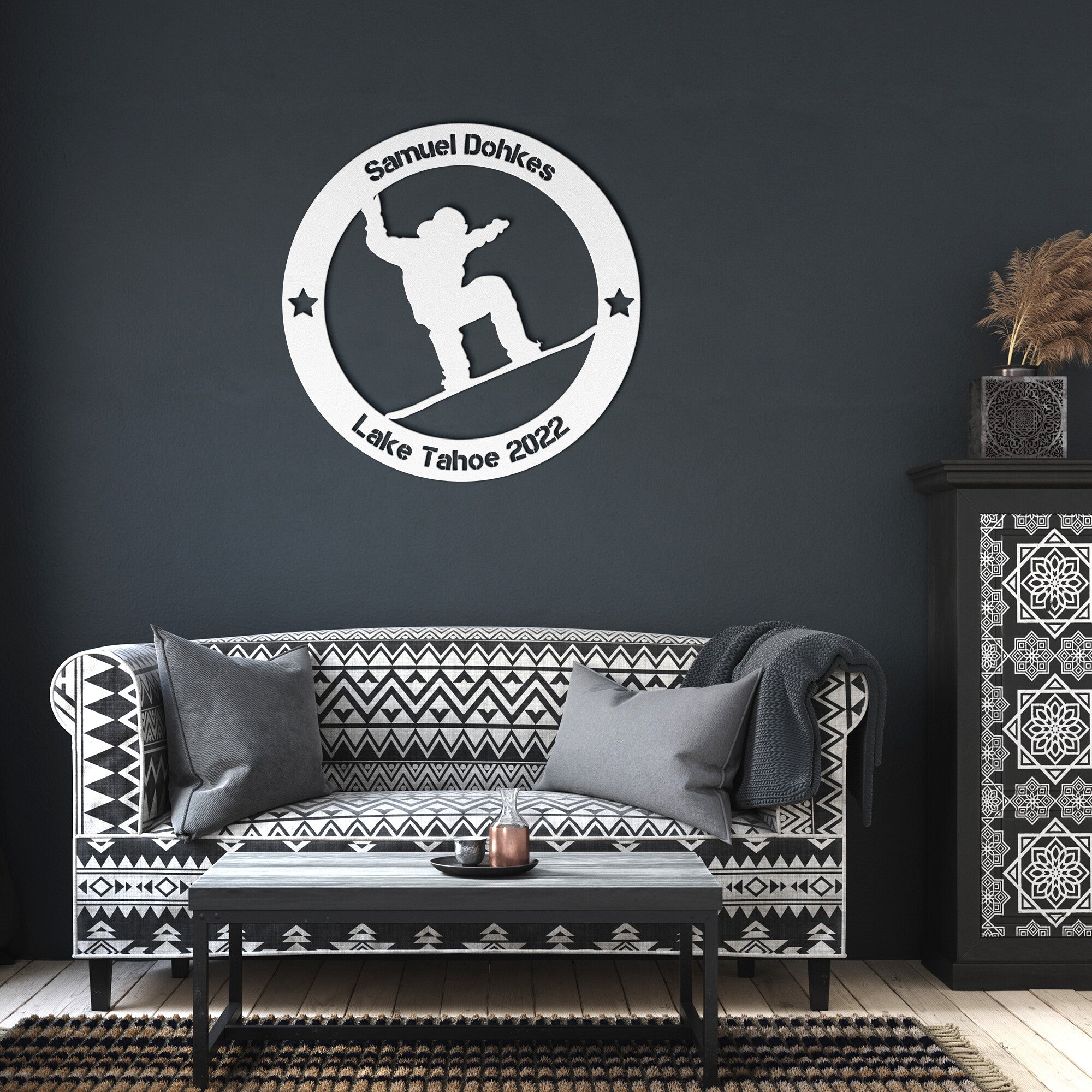 Personalized Snowboarder Metal Wall Art